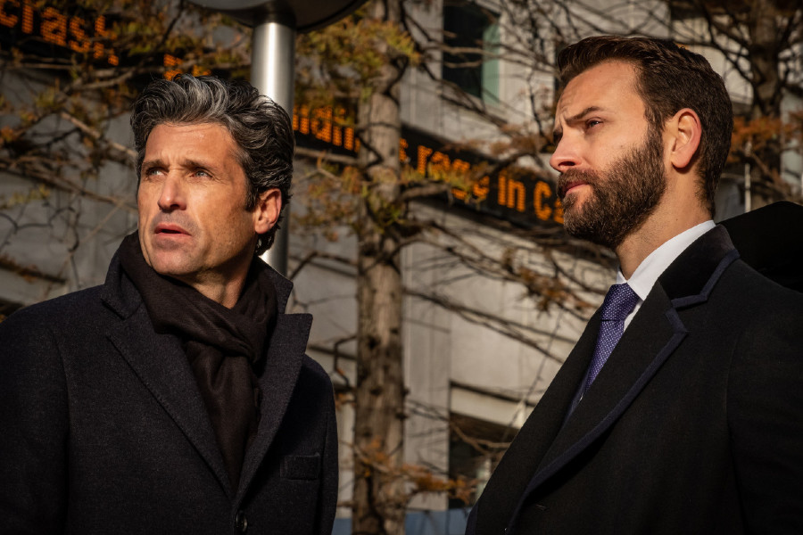 Devils -- Image Number: DVL_916501353.jpg -- Pictured (L-R): Patrick Dempsey as Dominic Morgan and Alessandro Borghi as Massimo Ruggero -- Photo: Antonello &amp; Monte/©Sky Italia