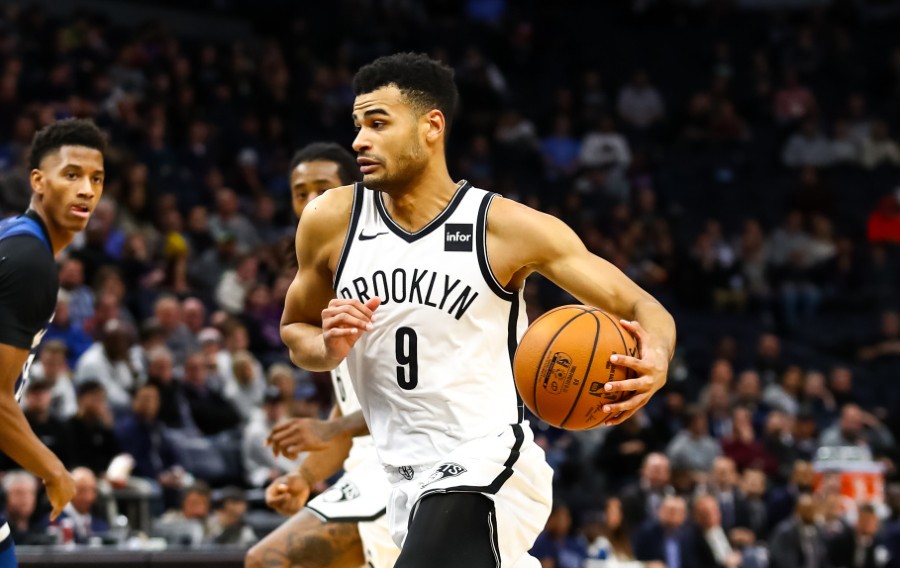 Dec 30, 2019; Minneapolis, Minnesota, USA; Brooklyn Nets guard Timothe Luwawu-Cabarrot (9) drives to the basket against the Minnesota Timberwolves in the fourth quarter at Target Center. Mandatory Credit: David Berding-USA TODAY Sports