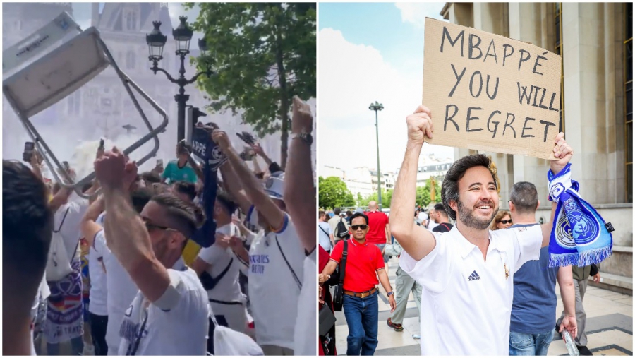 Ρεάλ Μαδρίτης: Χαμός από τον κόσμο της στο Παρίσι και πανό για τον… Εμπαπέ! (video)