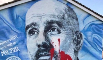 Οπαδοί της Γιουνάιτεντ βανδάλισαν (ξανά) την τοιχογραφία του Γκουαρδιόλα