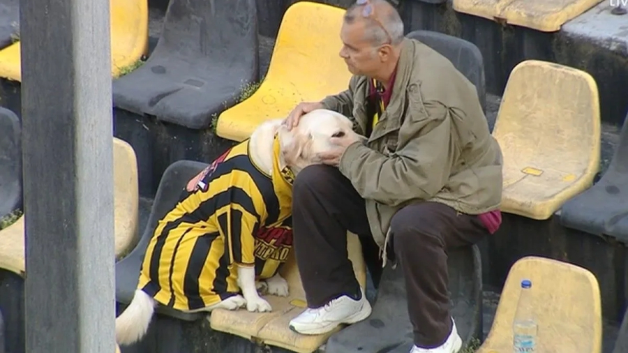 Η φωτογραφία του Σαββατοκύριακου: Με τον σκύλο του στο Άρης – ΟΦΗ, τον έντυσε στα «κιτρινόμαυρα»!