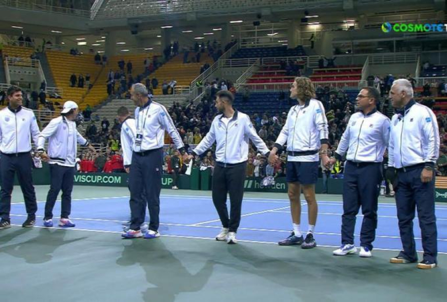 Davis Cup: Τα «όλε, όλε» της ελληνικής αποστολής στο ΟΑΚΑ! (video)