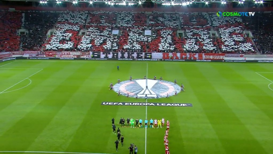 Ολυμπιακός - Άιντραχτ Φρανκφούρτης: Εντυπωσιακή ατμόσφαιρα από τους οπαδούς στο «Γ. Καραϊσκάκης» (video)