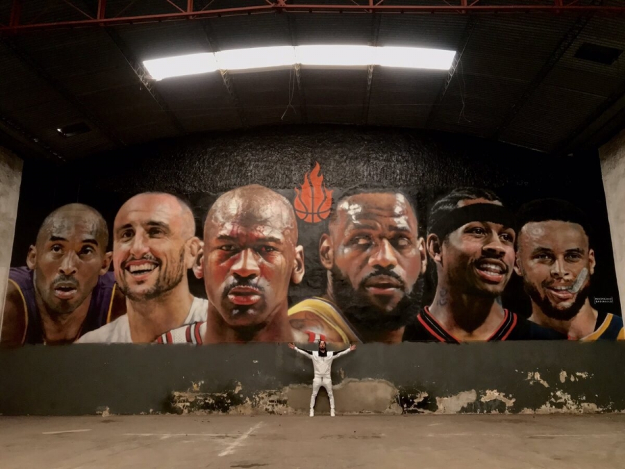 Τζόρνταν, Κόμπε και Λεμπρόν σε τεράστιο γκράφιτι στο Μπουένος Άιρες