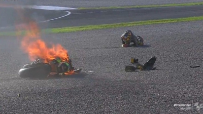 MotoGP: Σοκαριστική πτώση του Μπεζέκι, τυλίχθηκε στις φλόγες η μοτοσικλέτα του! (video)