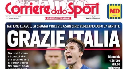 Corriere dello Sport μετά την ήττα από Ισπανία: «Ευχαριστούμε Ιταλία…»