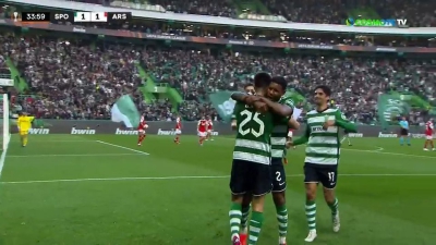 Σπόρτινγκ Λισαβώνας – Άρσεναλ 1-1: Ο Ινάσιο ισοφαρίζει με κεφαλιά για τους Πορτογάλους (video)