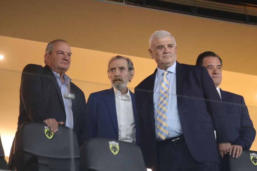 Στα εγκαίνια της OPAP Arena Κώστας Καραμανλής, Γιώργος Βαρδινογιάννης και Άδωνις Γεωργιάδης