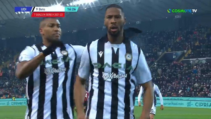 Ουντινέζε - Μίλαν 1-0: Μπροστά στο σκορ οι γηπεδούχοι με τον Μπέτο (video)