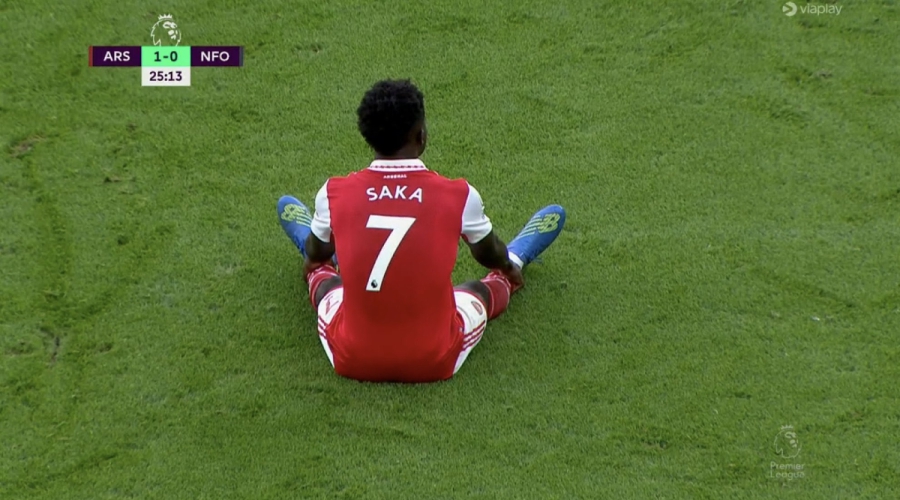 Άρσεναλ - Νότιγχαμ Φόρεστ 1-0: Ανησυχία για τον τραυματισμό Σάκα που αντικαταστάθηκε στο 25'!