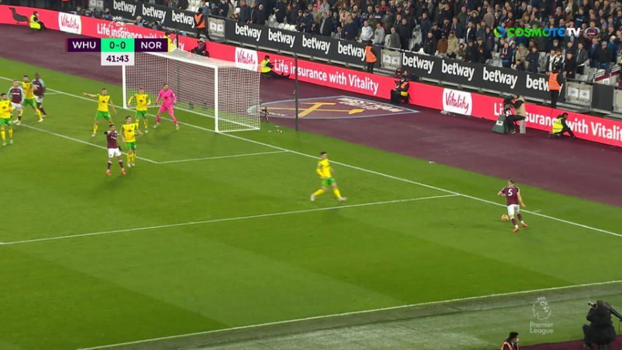 Γουέστ Χαμ – Νόριτς 1-0: Μέτρησε το δεύτερο γκολ του Μπόουεν στην βραδιά και πήραν το προβάδισμα τα «σφυριά»! (video)