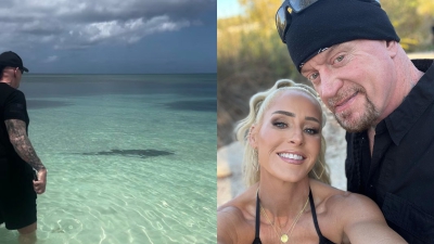 Ο Undertaker κράτησε έναν καρχαρία μακριά από τη σύζυγό του μόνο με ένα του... βλέμμα! (video)