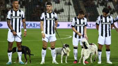 Με… σκυλάκια η είσοδος των παικτών του ΠΑΟΚ και του Βόλου στην Τούμπα! (video)