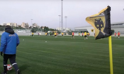 Τα πλάνα εντός γηπέδου από την πρώτη προπόνηση της ΑΕΚ στο «Σεραφείδιο»! (video)