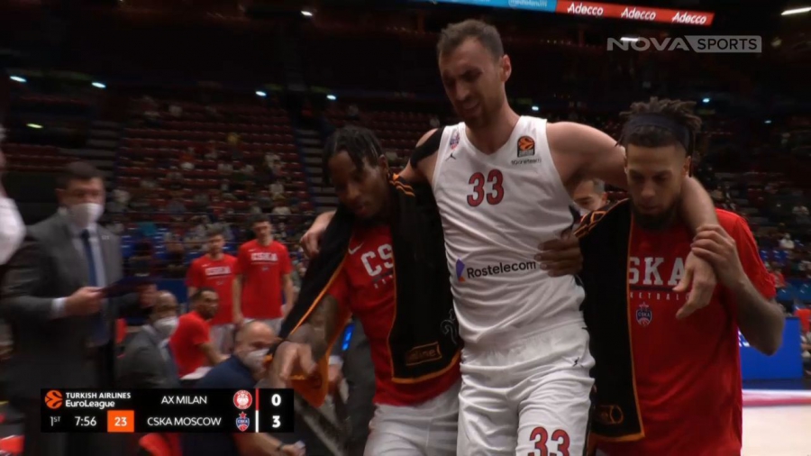 ΤΣΣΚΑ: Αποχώρησε υποβασταζόμενος ο Μιλουτίνοφ! (video)