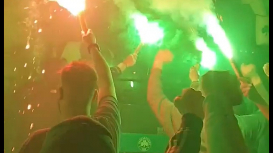 Έκαναν τη νύχτα μέρα οι φίλοι του Παναθηναϊκού μετά το διπλό στο Καραϊσκάκης! (video)