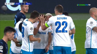 Ζενίτ – Μάλμε 2-0: Ο Κουζιάεφ διπλασιάζει τα τέρματα για τους Ρώσους! (video)